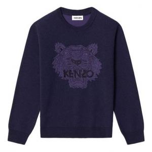 Свитер ss21 tiger embroidered long sleeves pullover hoodie navy blue Kenzo, синий