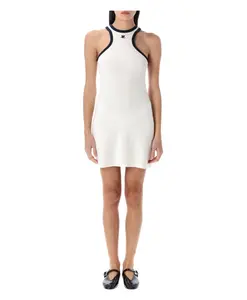 Белое темно-синее контрастное мини-платье Courrã¨Ges, белый