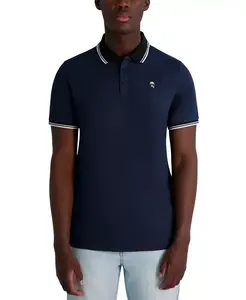 Мужская поло с коротким рукавом и контрастными деталями с логотипом KARL LAGERFELD PARIS, синий