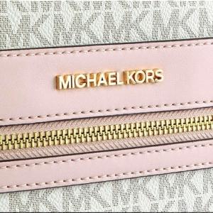 Сумка-шоппер Kenly из ПВХ, Сумка через плечо, Женская сумка Ванильный белый и розовый MICHAEL KORS