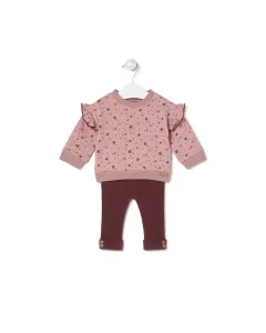 Комплект для малыша толстовка с медвежатами и звездочками и леггинсы Tous, вишневый красный