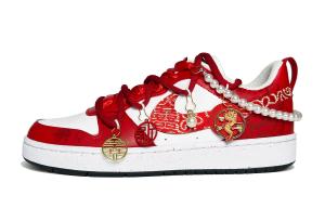 Court Borough GS Благоприятный Дракон и Феникс Покрытие Устойчивость к истиранию Low top Скейтборд обувь Женские Nike, красный