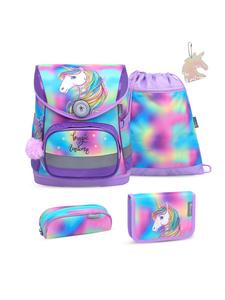 Belmil Компактный набор школьных сумок радужных цветов, 5 предметов, с дополнительным кольцом для ключей