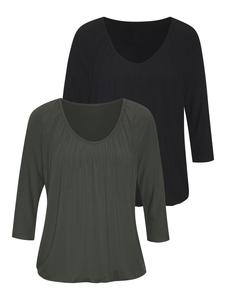 Футболка LASCANA, цвет graugrün, schwarz