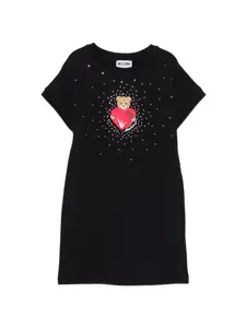 Платье, украшенное кристаллами Moschino Kids, черный