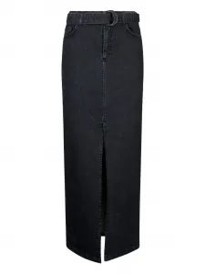 Джинсовая макси-юбка с поясом на талии LIU JO, серый