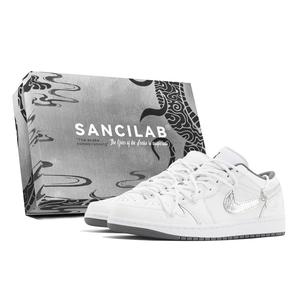 Jordan Баскетбольные кроссовки Air 1 с антиабразивным покрытием, низкие, винтажные, унисекс, белые, серебристые