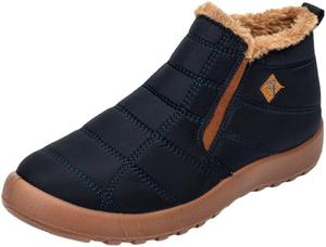 Новые женские однотонные зимние ботинки, слипоны с круглым носком, бархатистые, теплые, пушистые, противоскользящие, водонепроницаемые, мягкие ботинки, спортивная обувь для улицы Azttoztto, Black