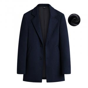 Пальто Unisex с воротником-стойкой утепленное прямое VanCamel, темно-синий fleece-lined