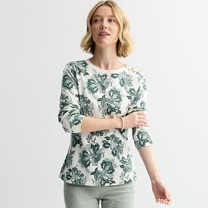 Женский свитшот с золотыми пуговицами Croft & Barrow, Sage Paisley Floral