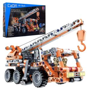 Набор строительных блоков CaDA, 22 см, оранжевый Кран Кран Строительная машина с откатом, 272 шт. Cada Double