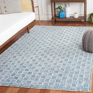 Ковер SAFAVIEH, 153 x 244 см, коллекции Micro-Loop — Navy & Ivory, геометрический рисунок, ручной работы из шерсти, идеально для гостиной, спальни, столовой (MLP537N-5)