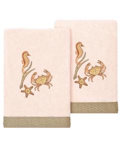 Набор из двух полотенец для рук «Аарон» из турецкого хлопка с вышивкой Linum Home, цвет blush