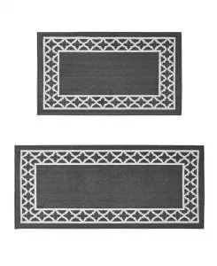 Комплект из двух ковров-дорожек Collin Trellis Border Tufted Nautica, белый/темно-серый