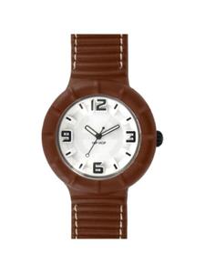 Hip Hop Аналоговые часы с кожаным ремешком, белые