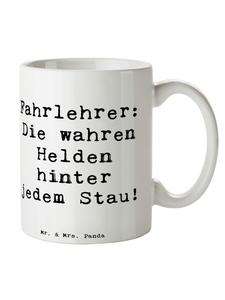 Кофейная кружка с надписью Герои-инструкторы по вождению белого цвета Mr. & Mrs. Panda