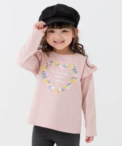 Футболка с длинными рукавами и принтом, из 100% хлопка, с оборками на плечах Chil2, цвет I Heart/Smoke Pink