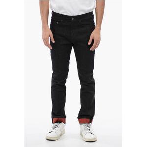 Джинсы облегающего кроя с манжетами из хлопка с покрытием, ширина 15 см Neil Barrett, Black