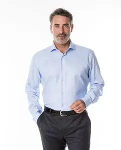 Мужская рубашка из мягкого тонкого зернистого хлопка голубого цвета Wickett Jones, светло-голубой