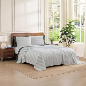 Tommy Hilfiger Комплект постельного белья, 160x200 см, в комплекте простыня на резинке и наволочки, из легкого хлопкового перкаля, цвет Cass Park Mix Green