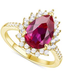 Кольцо с ореолом из искусственно выращенного опала (7/8 карата) и искусственно выращенного белого сапфира (5/8 карата) в оправе из стерлингового серебра с покрытием из 14-каратного розового золота Macy's, Ruby