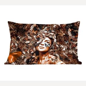 Декоративная подушка MuchoWow диванная подушка для гостиной декоративная подушка 50x30 см женщина - люкс - растения - чехлы на диванные подушки - без наполнителя