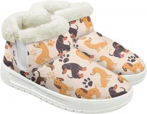 Женские меховые ботинки с противоскользящей подошвой, зимние удобные снежные туфли для дам с флисовой подкладкой, размер США 4.5-12 Cugasmaru, Dachshund