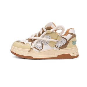 Износостойкие низкие кроссовки для скейтбординга унисекс Wahaha, Beige Coffee Yellow