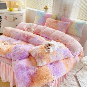 Generic Комплект постельного белья плюшевый однотонный с защипом