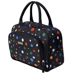 NOBLE Женская косметичка дорожная, черная, большой футляр для косметики в горошек, цвет черный с цветным