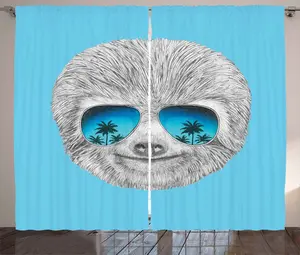 Штора ABAKUHAUS Слот в деревенском стиле, гавайский пляжный хипстер, присборенная штора из тесьмы для спальни с петлями и крючками, 280 x 225 см, серо-голубой, аквамариновый Abakuhaus