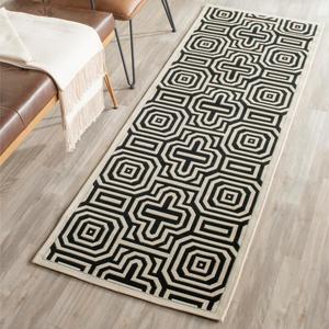 Ковер SAFAVIEH, 69 x 305 см, Washable коллекции Outdoor Courtyard - ковер-дорожка, Sand & Black, без линьки и легкая чистка, идеально для патио, прихожей, гардеробной, коридора, кухни (CY2962-3901)