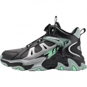 Износостойкие высокие детские повседневные ботинки для подростков QIAODAN, черный/синий