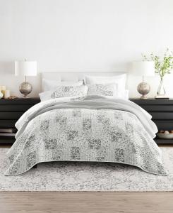 Двусторонний комплект постельного белья из 3 предметов с лоскутным узором, размер King/California King ienjoy Home, Light Gray