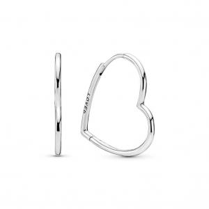 Серьги Pandora Asymmetrical Heart Hoop Earrings, стерлинговое серебро