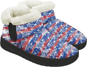 Зимние женские ботинки с меховой подкладкой, легкие ботильоны с защищенной от скольжения подошвой EVA, удобные и теплые зимние обувь Chririnla, Artistic Usa Flag