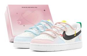 Nike Court Borough GS Couple's, Valentine's Day Special, Love Journey Low top, скейтборд обувь, женские, Pink Blue