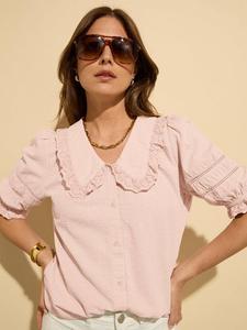 Блузка из чистой органической хлопка Marti с вышивкой Baukjen, Powder Pink