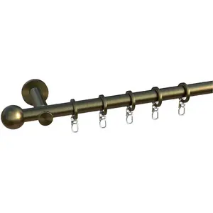 Карниз Formentor Ø 16 мм, 1 ряд, фиксированная длина, комплект полностью с кольцами и монтажными материалами Indeko, Messing-antik