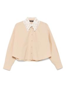 Хлопковая рубашка Fabiana Filippi с кружевным воротником, нейтральный