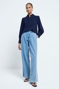 Блузка с цветочной аппликацией River Island, синий