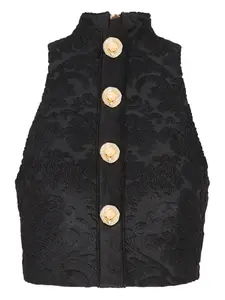 Топ с узором Baroque BALMAIN, черный