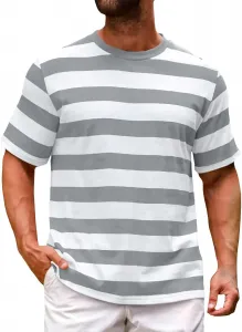 Мужская классическая полоска футболка с коротким рукавом и круглым вырезом Casual Basic Tee для лета