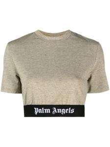 Palm Angels укороченная футболка с логотипом, золотистый