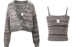 UNIFREE Женский трикотаж, Серый комплект-двойка (кардиган+жилет)