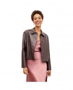 Женская укороченная куртка Nicky из искусственной кожи со складкой на спине MMLaFleur, Brown