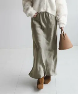 Узкая атласная юбка А-силуэта 2 Noble, цвет Khaki