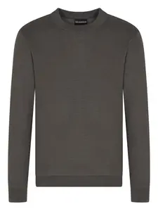 Шерстяной свитер с круглым вырезом EMPORIO ARMANI, черный