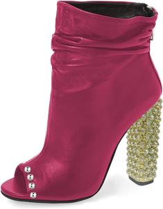 Женские стильные ботильоны FSJ с открытым носком и свободной посадкой, массивные каблуки, украшенные кристаллами, праздничные вечерние туфли, размер 4-15 US