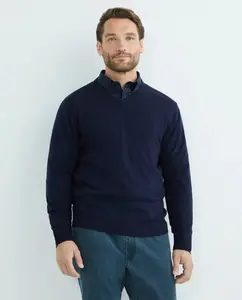 Мужской хлопковый свитер с V-образным вырезом больших размеров Rushmore, темно-синий